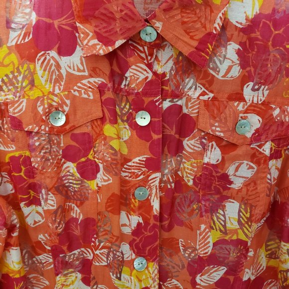 CT191a Ruby Rd. Favorites Sheer Button Down Shirt 14 - Picture 3 of 5